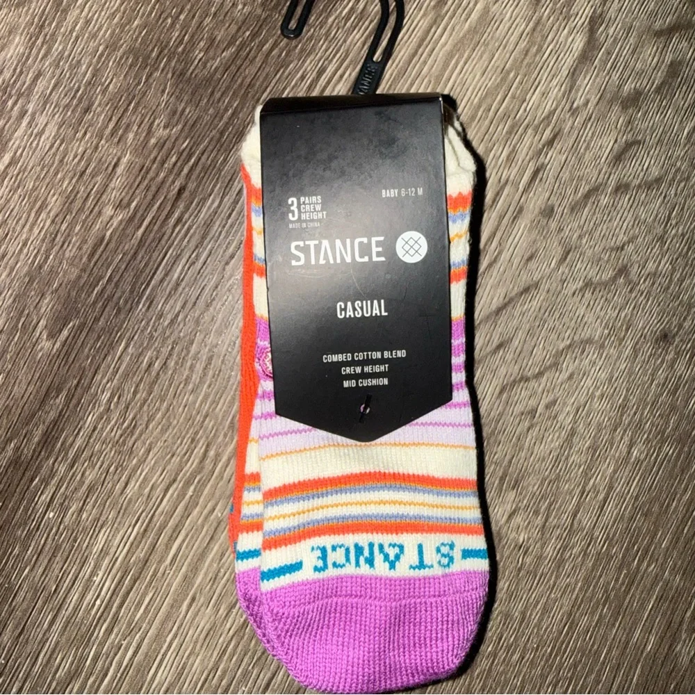🆕 Stance Baby Crew Socks 3 Pack 6–12 Months Striped Casual Mid Cushion